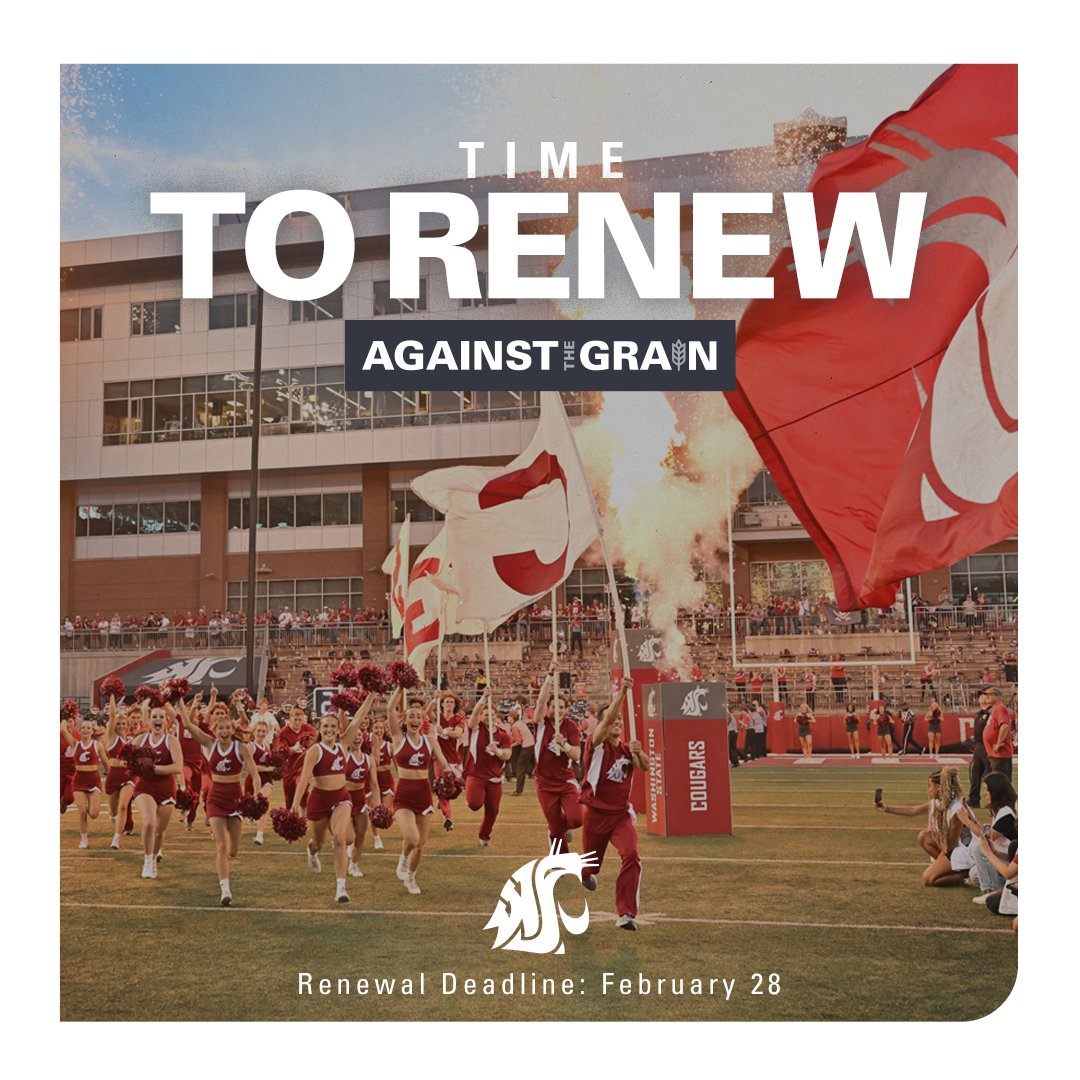 Washington State Cougars (@wsucougars) on Twitter photo RENEW YOUR 2025 <a href="/WSUCougarFB/">Washington State Football</a> SEASON TICKETS NOWโ๏ธ
๐๏ธ๐ shorturl.at/bRCK7
#GoCougs // #AgainstTheGrain RENEW YOUR 2025 <a href="/WSUCougarFB/">Washington State Football</a> SEASON TICKETS NOWโ๏ธ
๐๏ธ๐ shorturl.at/bRCK7
#GoCougs // #AgainstTheGrain