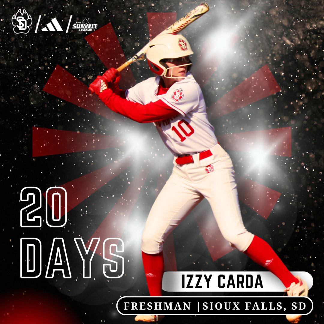 South Dakota Softball (@sdcoyotessb) on Twitter photo 𝕋𝕙𝕖 ℂ𝕠𝕦𝕟𝕥𝕕𝕠𝕨𝕟 𝕀𝕤 𝕆𝕟.
"I'm most looking forward to being able to travel, being with my best friends, and getting to play the sport I love." <a href="/IsabelCarda1/">Isabel Carda</a>
#GoYotes l #20Days 𝕋𝕙𝕖 ℂ𝕠𝕦𝕟𝕥𝕕𝕠𝕨𝕟 𝕀𝕤 𝕆𝕟.
"I'm most looking forward to being able to travel, being with my best friends, and getting to play the sport I love." <a href="/IsabelCarda1/">Isabel Carda</a>
#GoYotes l #20Days