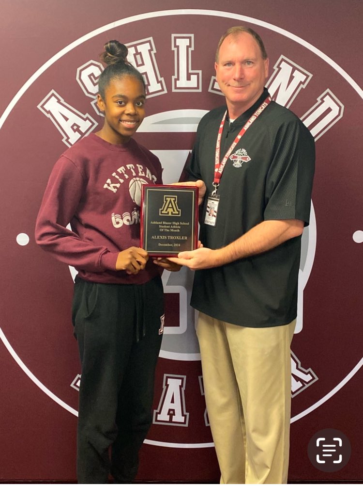 Congratulations to Basketball Player, Alexis Troxler for being selected as the Student-Athlete of the month for December Sponsored by Ashland Credit Union!!!
