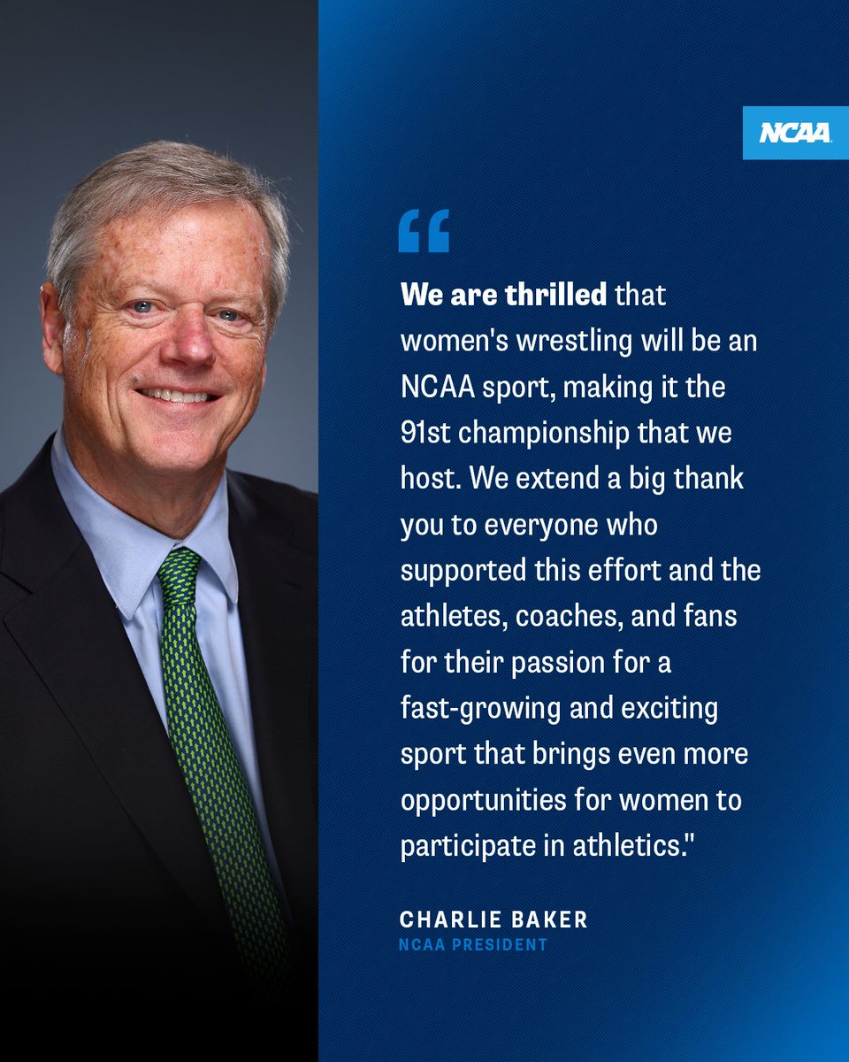 NCAA's tweet photo. The next opportunity is here 🗣️ NCAA President @CharlieBakerMA 

#NCAAWrestling x @NCAAWrestling https://t.co/mMtBT6yeSe