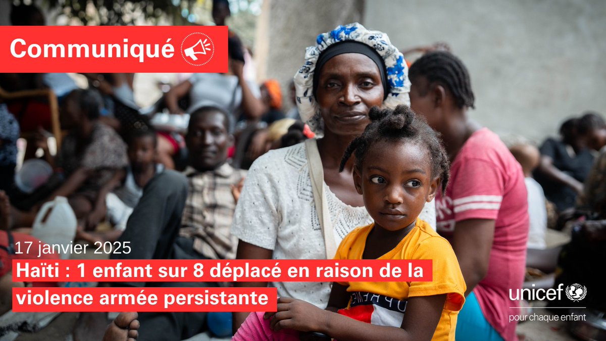 UNICEF France Médias (@unicef_media_fr) on Twitter photo 🇭🇹 "La situation est terrible pour les enfants en #Haiti, qui ont désespérément besoin de sécurité, de protection et d’un accès aux services essentiels. Nous ne pouvons pas fermer les yeux sur leur sort." <a href="/unicefchief/">Catherine Russell</a>
➡️unicef.fr/article/haiti-… via <a href="/UNICEF_Media_Fr/">UNICEF France Médias</a> 🇭🇹 "La situation est terrible pour les enfants en #Haiti, qui ont désespérément besoin de sécurité, de protection et d’un accès aux services essentiels. Nous ne pouvons pas fermer les yeux sur leur sort." <a href="/unicefchief/">Catherine Russell</a>
➡️unicef.fr/article/haiti-… via <a href="/UNICEF_Media_Fr/">UNICEF France Médias</a>