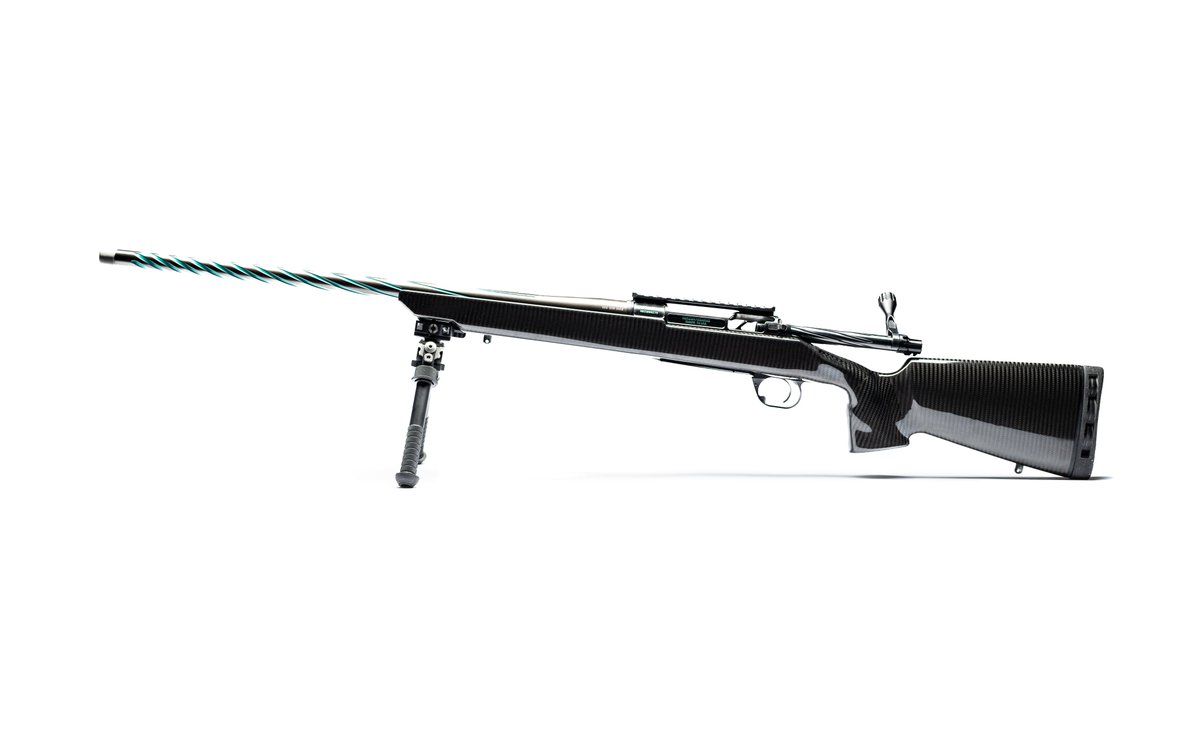 HorizonFirearms's tweet photo. The Black Tie Sport Rifle 🔷
This 338 Rem Mag rifle is equipped with the Stiller Wombat and a fluted stainless steel barrel. With a blue neon pin stripe going down the whole rifle and into the barrel, it is truly an eye-catching piece.
#HorizonFirearms #boltactionrifle #hunting https://t.co/q7epbOvgKb