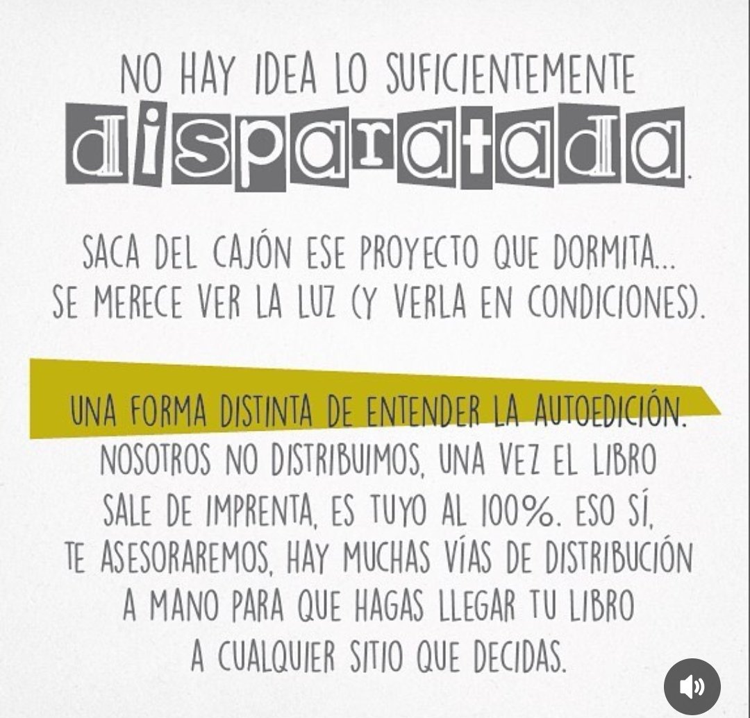 Pst, ey artistas, Disparate ha llegado para ayudaros a lanzar vuestro hijo literario, por muy disparatado que sea.
Si quieres sentirte un escritor arropado, echa un vistazo a este enlace y déjate querer por Estelle.

instagram.com/p/DE2NQfCO5jM/…