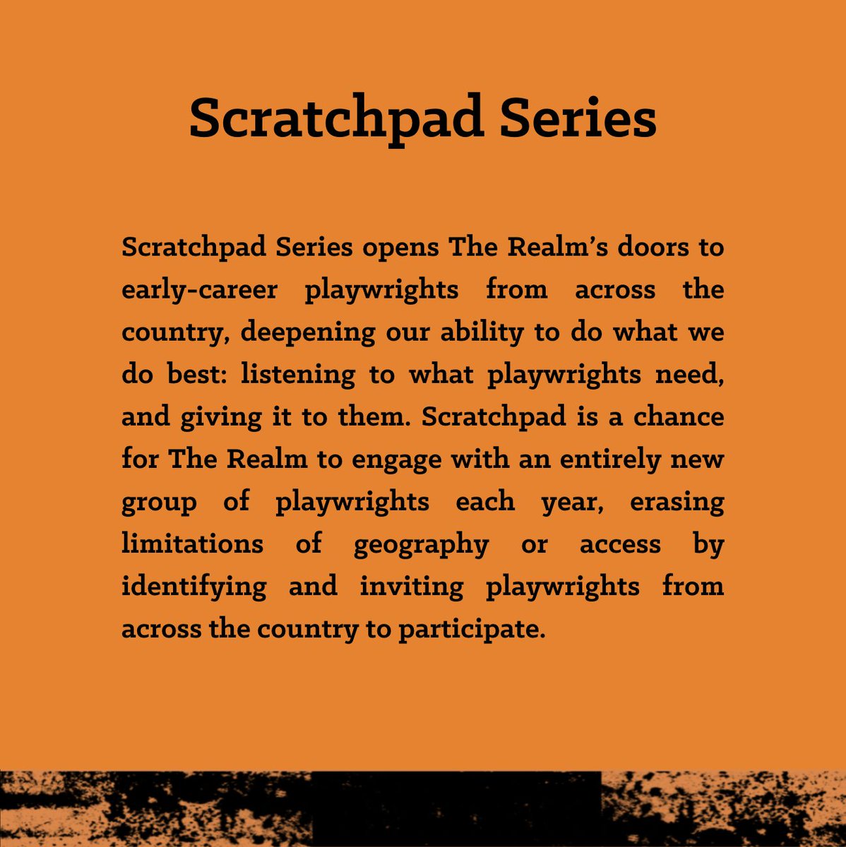 Submissions are open for our Scratchpad Series and Writing Fellowship! If you’re an early-career playwright looking for a place to have fun, feel challenged, and be supported—look no further. We are here for you and cannot wait to read your work. ✨  

ow.ly/FnuZ50UIAnj