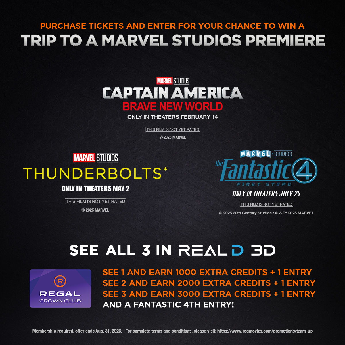 RegalMovies's tweet photo. 🚨 Are you ready for all the Captain America: Brave New World promo deals? 

Check out the link for more details on all promos. #CaptainAmericaBraveNewWorld playing at Regal February 14. 🛡️

Promo Details: https://t.co/4jhcg5JTEG https://t.co/ubole8J4PX