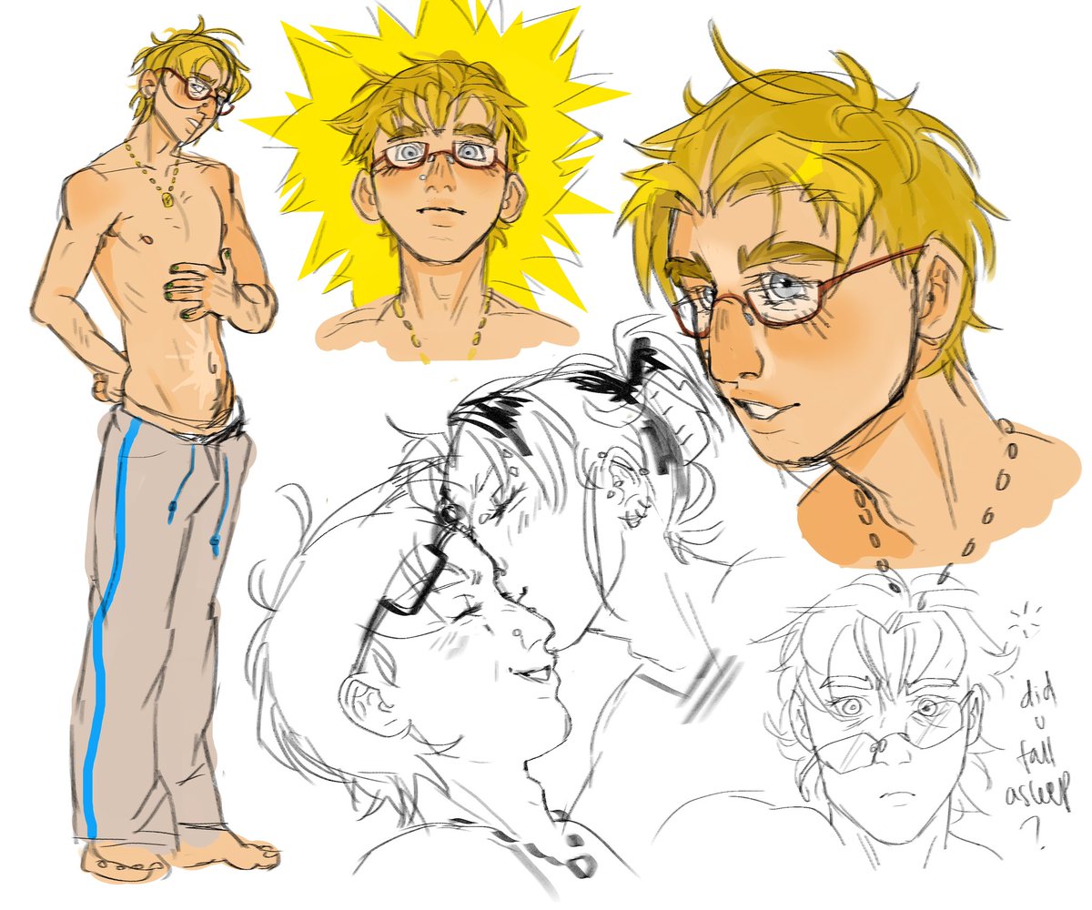 are #magnuschase enthusiasts real? in case they are here is magnus i hc he wears reading glasses and also u get to keep the scar of whatever killed u when u get to valhalla: ergo the gut scar.