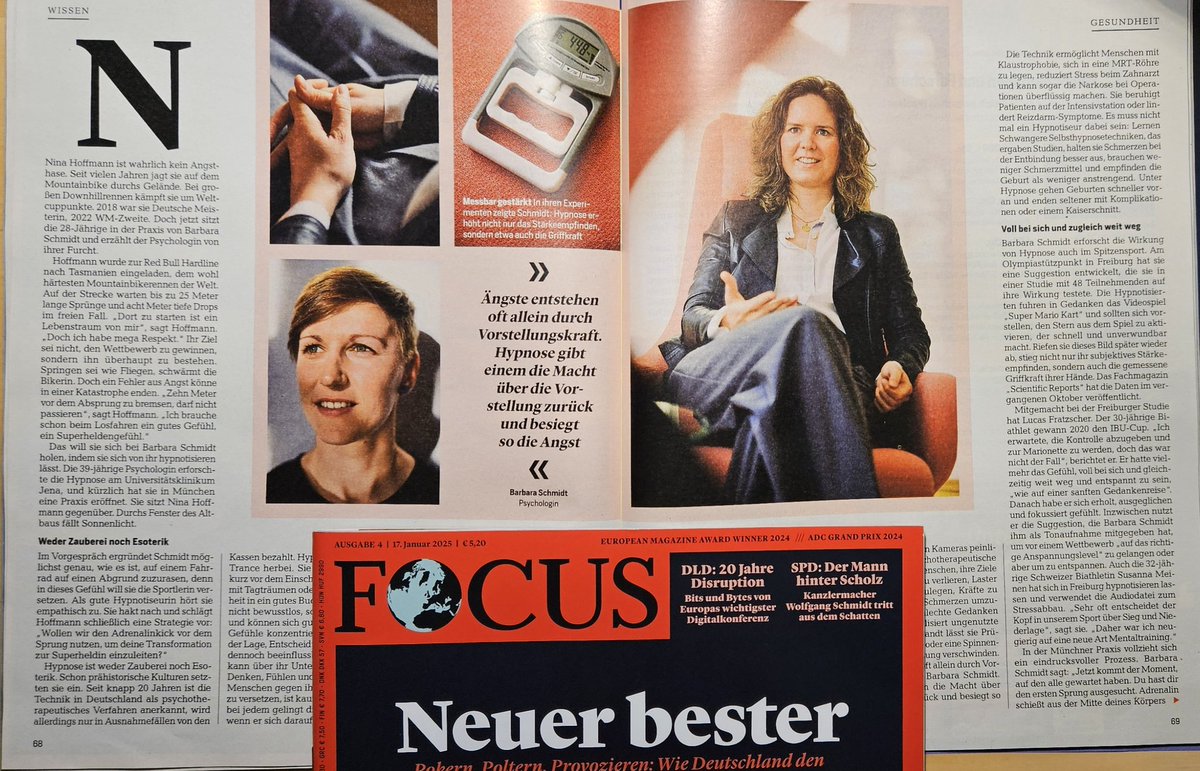 Aus der Trance zum Triumph: Heute 6 Seiten im Focus Magazin über meine Arbeit mit Spitzensportlern 😊