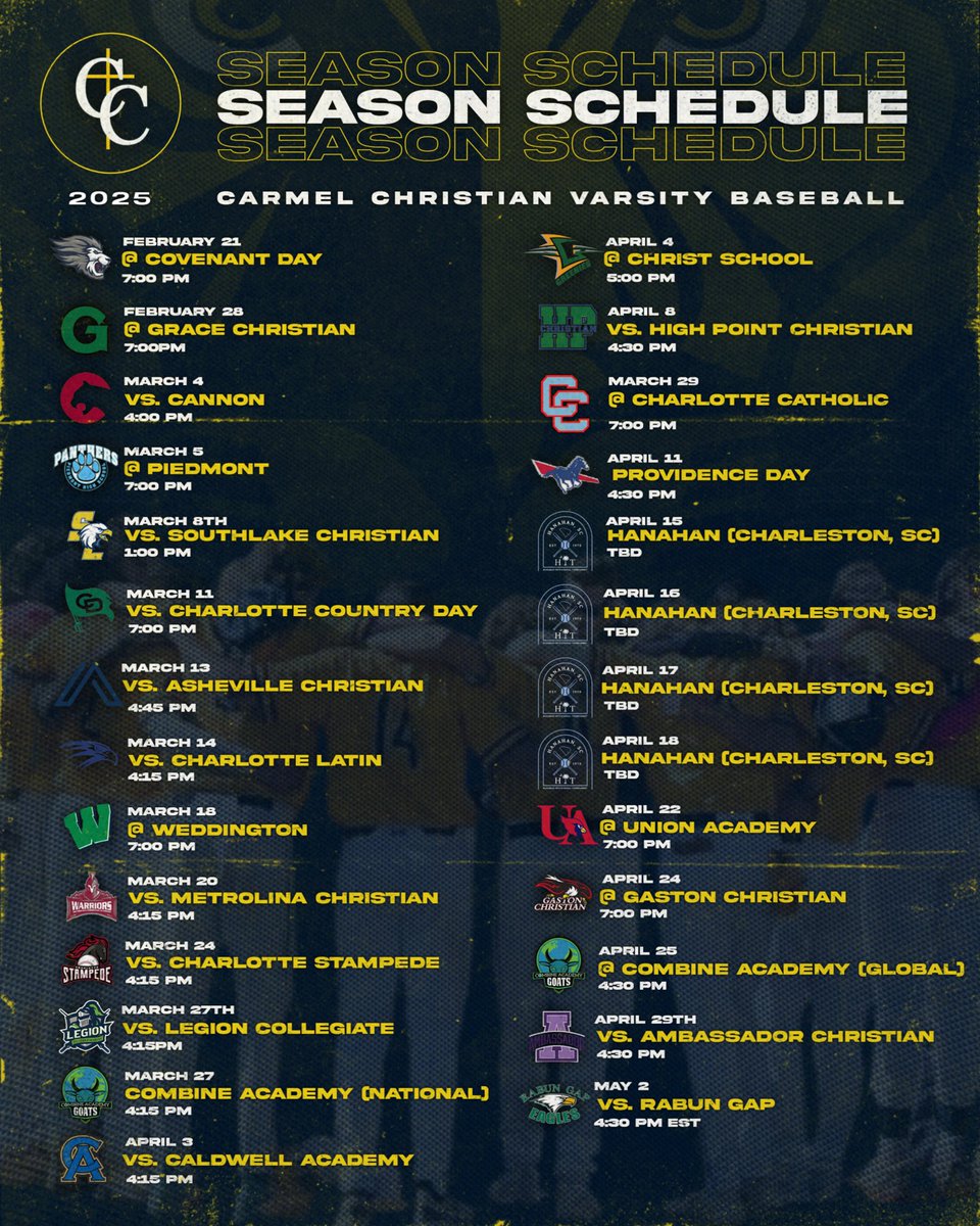 Carmel Christian Baseball (@ccsbaseball10) on Twitter photo 🚨🚨Cougar Nation, here is your 2025 Season Schedule!
Mark your calendars and come out to support your Cougars this spring‼️<a href="/CCSCougarSports/">Carmel Christian</a> 🚨🚨Cougar Nation, here is your 2025 Season Schedule!
Mark your calendars and come out to support your Cougars this spring‼️<a href="/CCSCougarSports/">Carmel Christian</a>