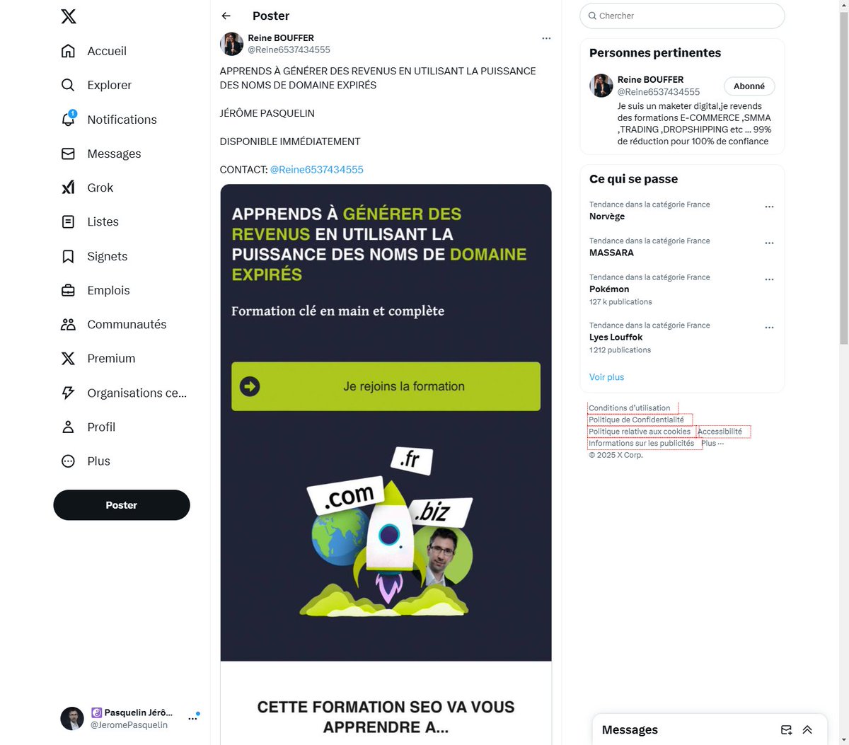 Si vous avez 2mn pour signaler ce profil <a href="/Reine6537434555/">Reine BOUFFER</a> qui vend ma formation et apparemment des dizaines d'autres

👉3 points en haut de son profil>signaler>Confidentialité> Menace de partage ou partage d'informations personnelles privées sans autorisation > Une autre personne
