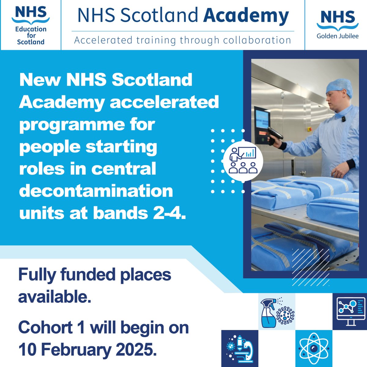 The National Perioperative Training Programme in Decontamination Science by NHS Scotland Academy starts 10 Feb 2025!

Gain the skills to safeguard patient safety &amp; prevent infections in central decontamination units.

Learn more: nhsscotlandacademy.co.uk/programmes/nat…

#DecontaminationScience