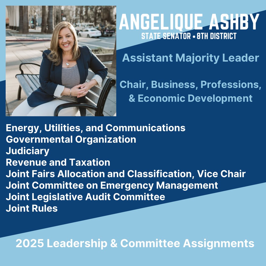 SenatorAshby's tweet image. So honored to serve District 8 in the California State Senate. Here are my assignments for the 2025 legislative session… will give each role my very best.
Thank you Pro Tem McGuire for the incredible opportunity to use these appointments to partner with colleagues across the…