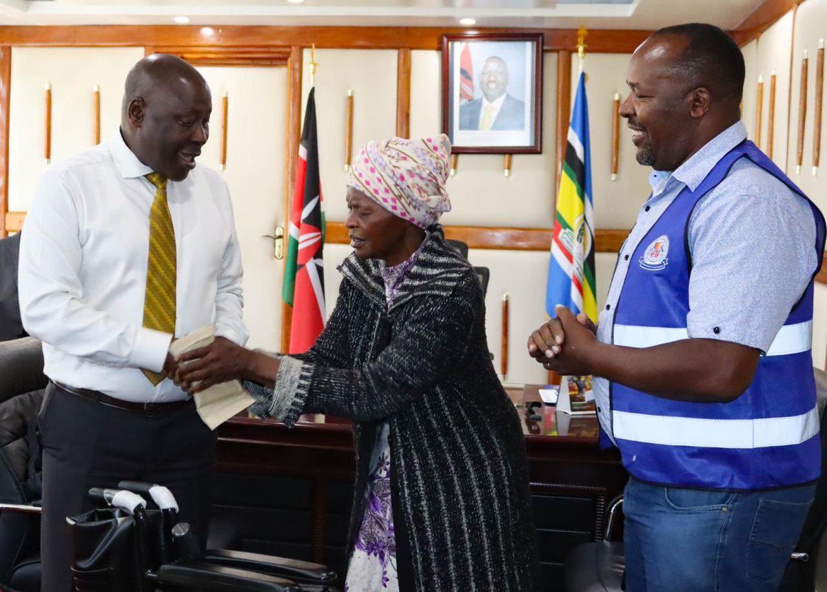 PS_JosephMotari's tweet photo. Today, Teresa Magesa, a resident of Makongeni, Nairobi, shared her heartbreaking story of loss and resilience  with me in my office after her story was featured on #CitizenDayBreak with @RashidAbdalla @LuluHassan . Teresa has endured tremendous hardships, having lost two children. Her eldest son is both physically disabled and blind following a road accident, and she does not even own a home.

In her pursuit of justice for her child, Teresa was deceived by a dishonest lawyer who swindled her out of Ksh 3 million after selling her land, with the hope of securing justice for her son. Unfortunately, the lawyer passed away before the process could be completed.

"Teresa's son requires 24-hour care. He needs assistance with feeding, changing clothes, and all daily tasks," Teresa explained. "I also have to find food for them each day."

To make matters worse, Teresa’s daughter suffers from mental illness and is unable to care for her two children, leaving Teresa to raise them alone and provide for their basic needs.

Moved by her plight my team and I have taken swift action. The National Fund for the Disabled of Kenya (NFDK) has provided Teresa with a wheelchair for her son. Additionally, her two orphaned grandchildren have been enrolled in the Inua Jamii program, which aims to improve the lives of vulnerable children.
#DisabilityInclusionKe #inuajamii #SocialProtection  #psjosephmotari