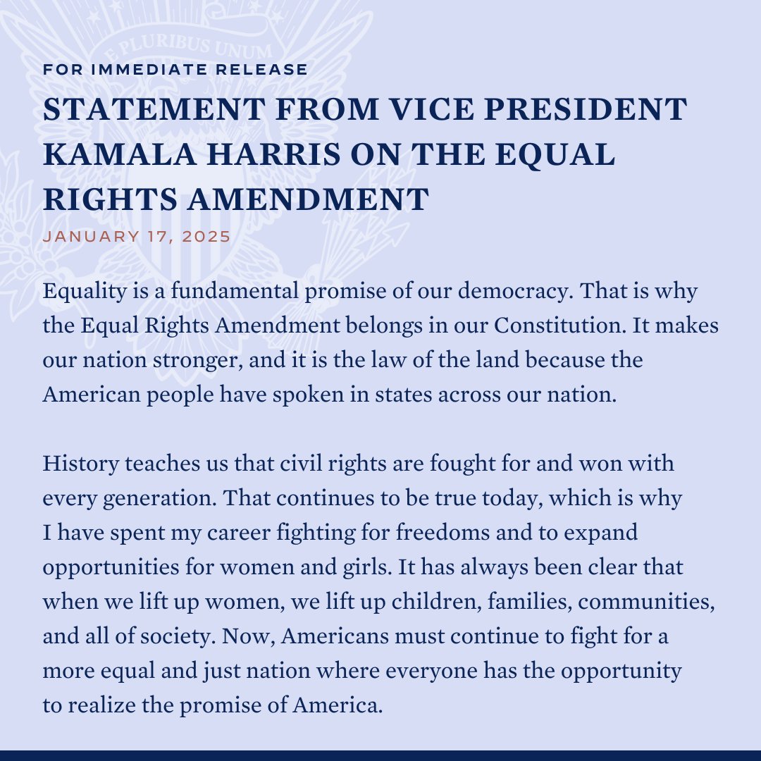 VP46Archive's tweet image. The Equal Rights Amendment is the 28th Amendment, and it is the law of the land.