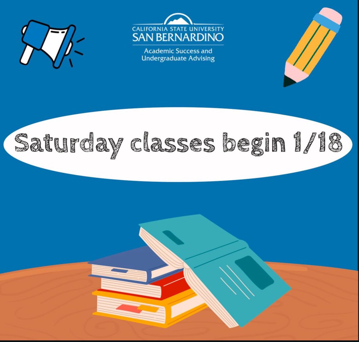 asuacsusb's tweet photo. We are so excited to see our campus filled with Yoties again!! Saturday classes begin this Saturday the 18th!! 📚💙🐺

#csusb #ASUA #studentmentoring #pfaulibrary #math #csusbadvisors #freshman #incomingyoties #AdvisingandAcademicServices #adviseup
#CSUSBAdvising https://t.co/JZ3hGx3Nsk