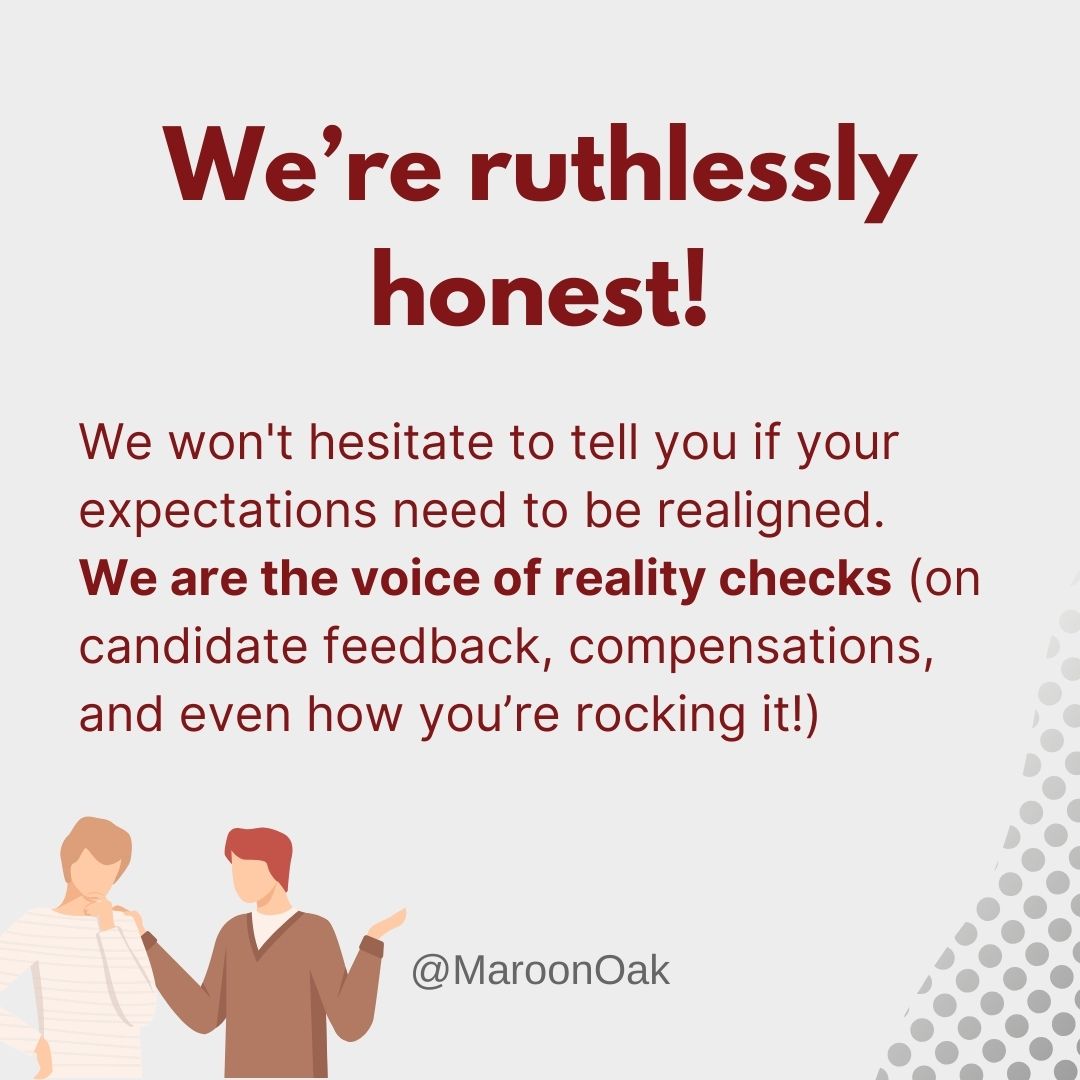 MaroonOak's tweet photo. We get it- not everyone is ready for a recruiting partner who challenges hiring assumptions and pushes for better talent decisions for building an A+ team. We’re not for everyone—and that’s exactly why the right founders love working with us. #Startuphiring #techfounders 4/7 https://t.co/DunZBTB1sK