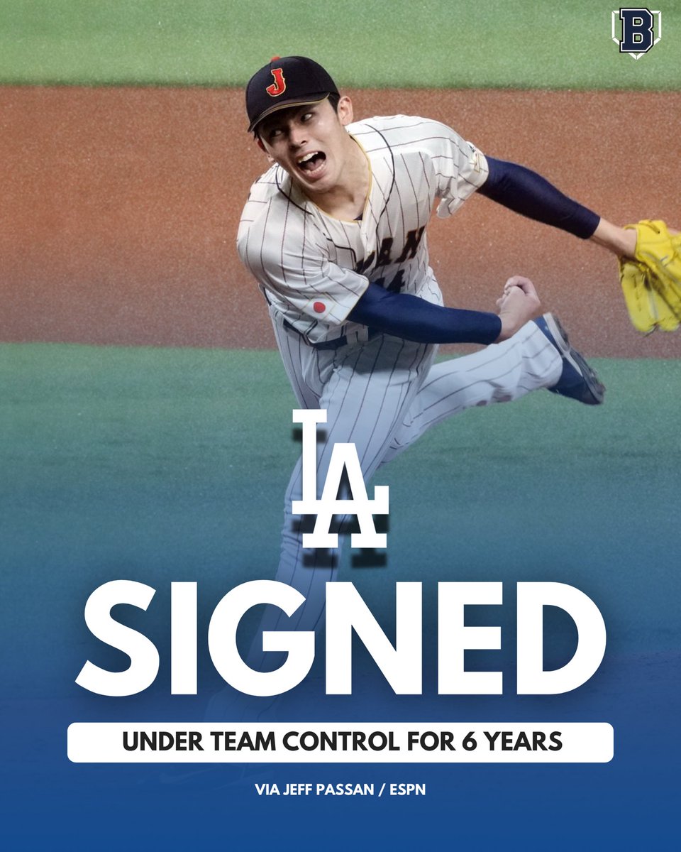 BattersBoxNews's tweet photo. BREAKING 🚨 

Japanese superstar, Roki Sasaki, has told the Los Angeles #Dodgers he intends to sign with them. 

Because Roki Sasaki is coming over to the #MLB before his age 25, Sasaki is subject to MLB’s international signing rules. His signing bonus will be $5.14 million, with the Chiba Lotte Marines, his NPB team, receiving 25% of it as a posting fee. He’ll earn the MLB minimum salary in 2025 ($720K) and be under team control for 6 years, the first 3 being under the rookie contract, and the final 3 being an arbitration period. 

Huge addition for Los Angeles! What do you think of this signing? We want to hear all of your thoughts on it below! 👇 

#Dodgers #MLB