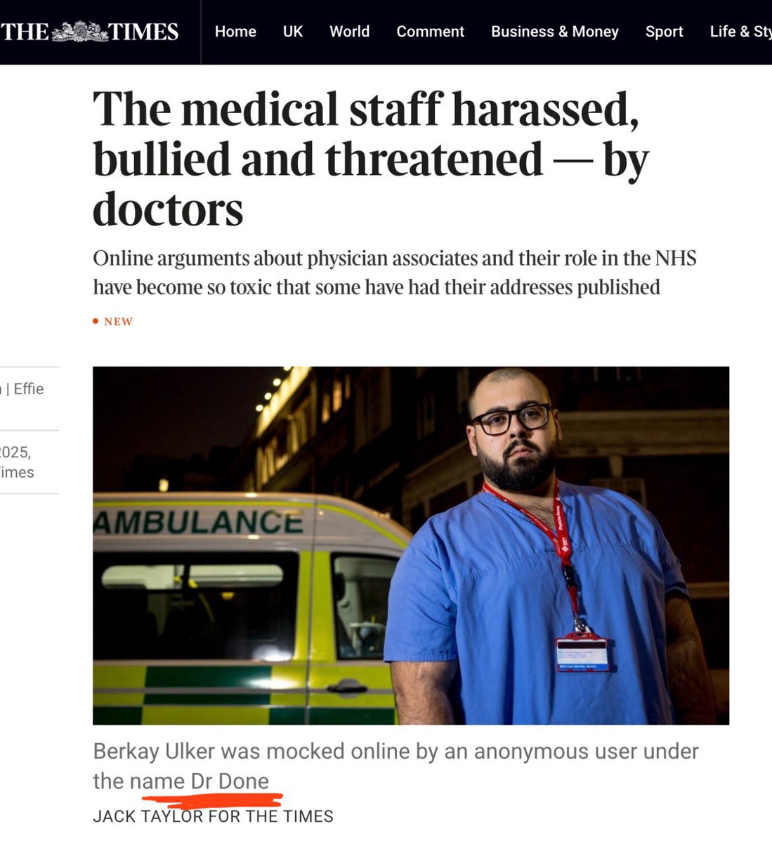 Dr_Done_'s tweet image. Thanks for the shoutout @thetimes 

But let’s just clarify - I’ve QT’d my original post for reference 

PA Berkay actually identified himself as the account owner, posting his name and face in the thread. Of course he has now deleted that. 

And no, he wasn’t mocked. He was…