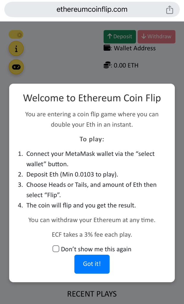 Ethereum Coin Flip tweet media