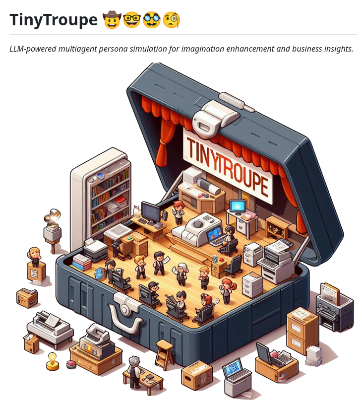 tom_doerr's tweet photo. Simulates people and interactions using LLMs https://t.co/y6oRxae00c