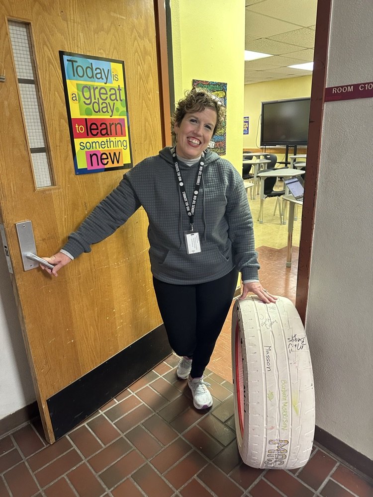This week's Strike Em Out Staffulty is Mrs. Unruh and TIREless Teacher is Ms. Gions