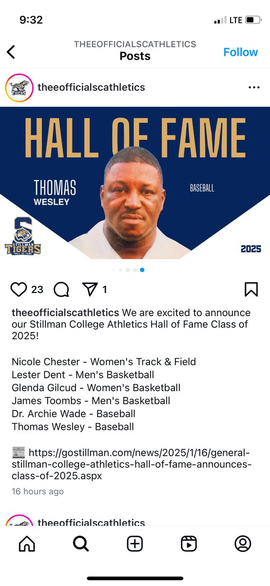 Congrats Coach Wesley. Although you are no longer with us, I am forever grateful. After playing at Stillman and in the Reds organization.

Took a chance on a 145lb middle infielder from NOLA w/ 50% athletic scholarship to AAMU. Changed my life! ❤️