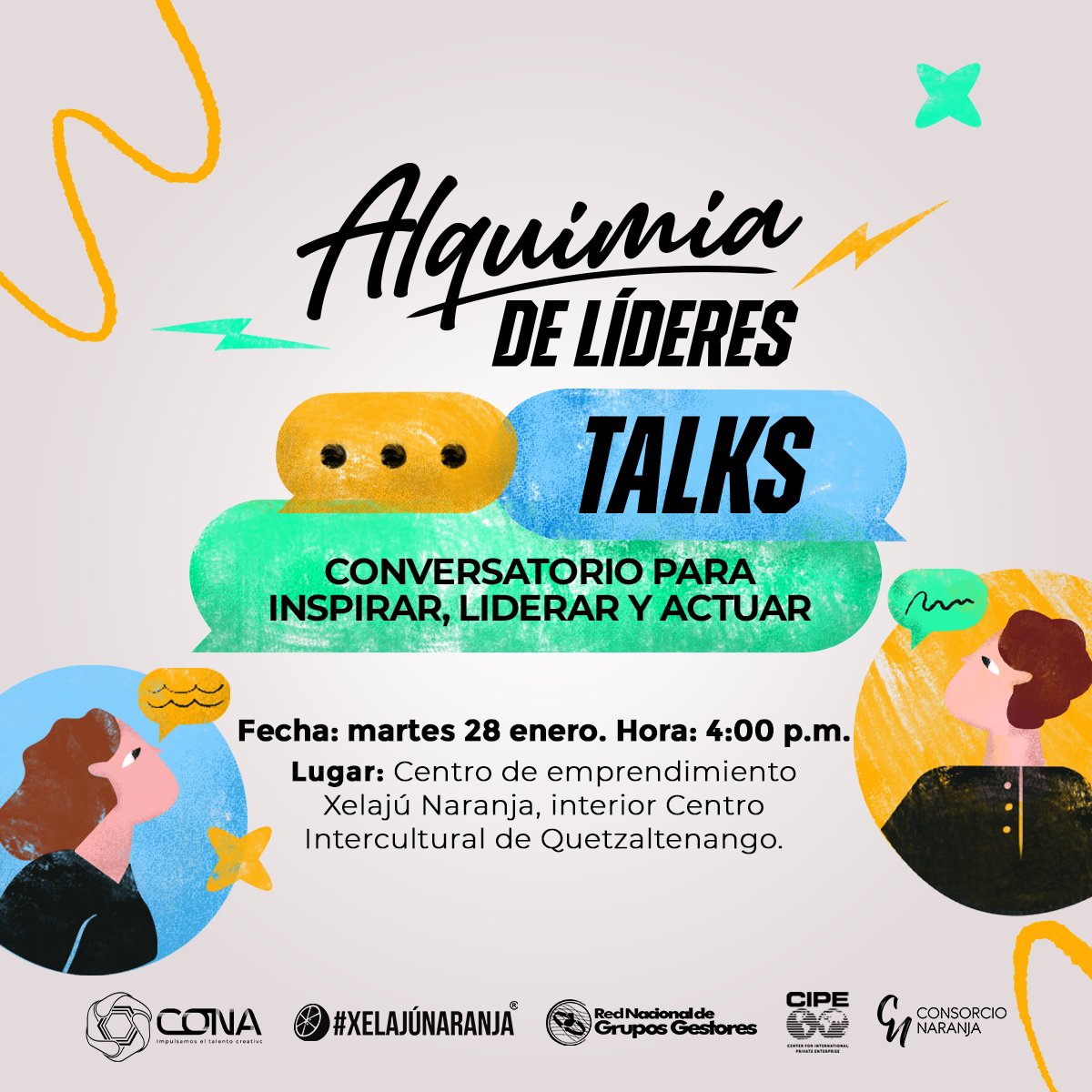 🌟 ALQUIMIA DE LÍDERES TALKS 🌟
📢 ¡Inspira, lidera y actúa!
Descubre cómo el liderazgo transformador y la economía naranja impulsan el cambio social.
🗓 28 de enero | 🕓 4:00 p.m.
📍 Xelajú Naranja, Centro Intercultural.

¡Reserva tu cupo! aquí: forms.gle/3PEdu9mn9y7rBV…
#SoyCONA