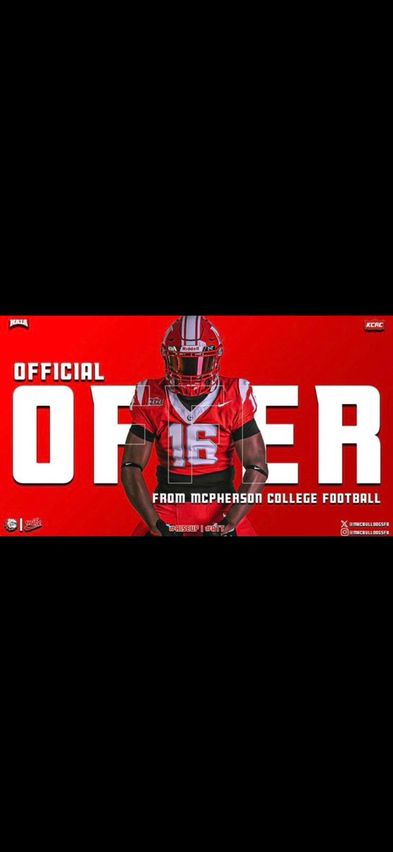 #ALLGLORYTOGOD After a great conversation with <a href="/CoachLeppke/">Mitch Leppke</a> i’m blessed to receive a D2 Scholarship to <a href="/MACBulldogsFB/">McPherson Football</a>! <a href="/CoachClem_CCHS/">Coach Scott Clements</a> <a href="/A8Nicholas/">Nicholas Andrews</a> <a href="/CoachrAlbritton/">Robert Albritton</a> <a href="/AL6AFootball/">Alabama6AFootball</a> <a href="/HallTechSports1/">Hall-Tech Sports</a> @qbcountry_media <a href="/CoachJFisc/">Coach Fiscus</a> <a href="/QBHitList/">QBHitList.com</a> <a href="/Gavin_Greene16/">Gavin Greene</a> <a href="/QuincyAvery/">Quincy Avery</a>
