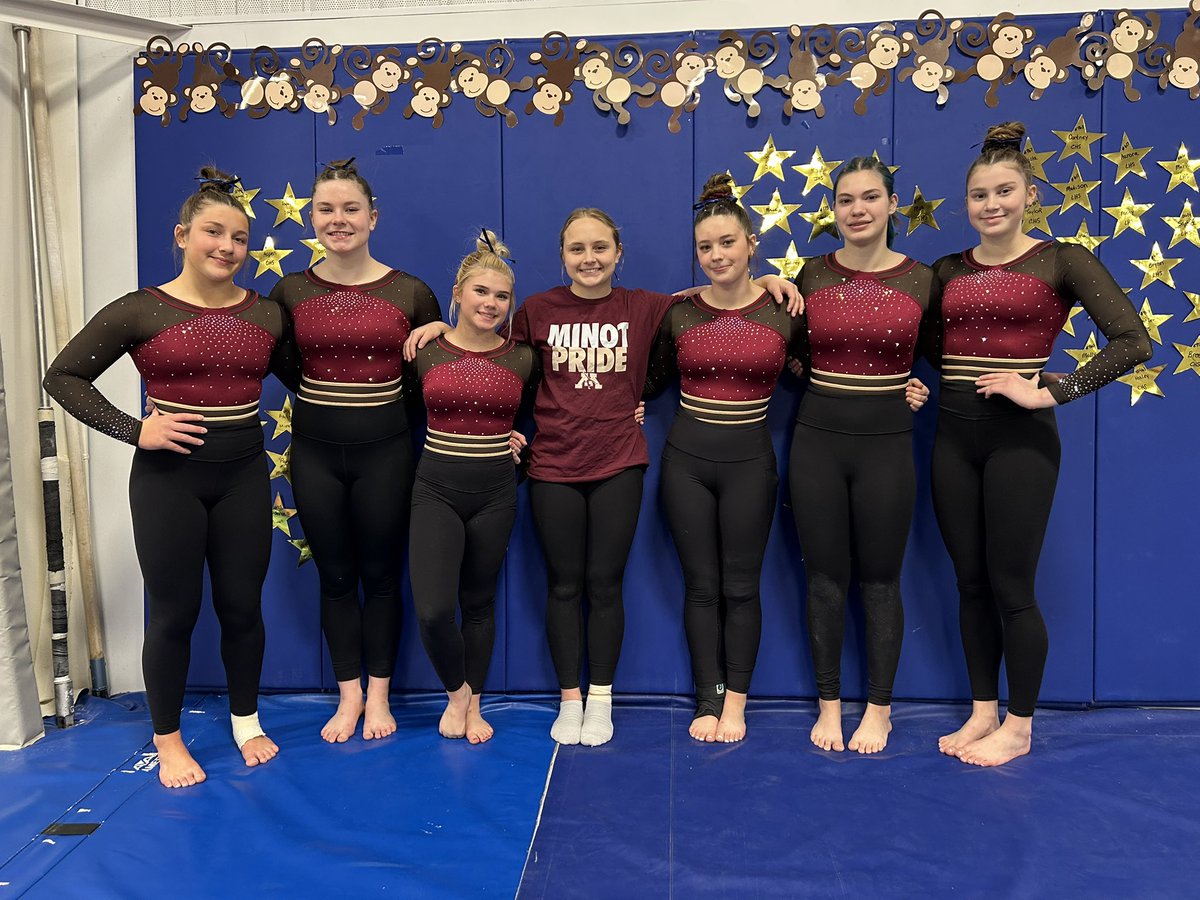 Minot High gymnastics is competing in Mandan today. Good luck!!