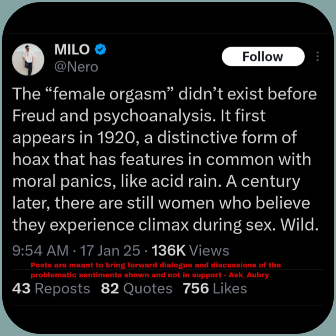 To all the dudes in the comments and liking the Tweet, just because you've personally never been able to make a woman orgasm doesn't make it true.