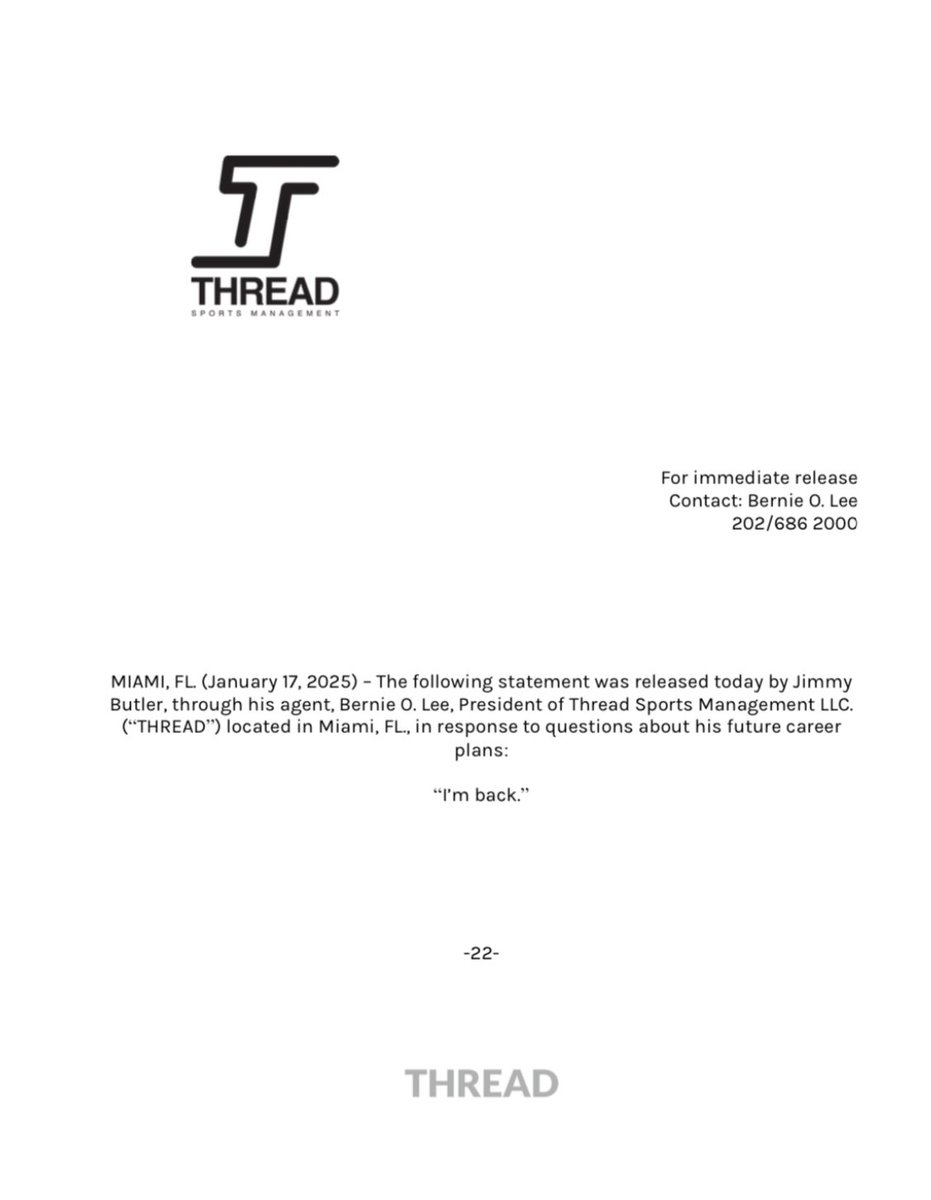 For immediate release…