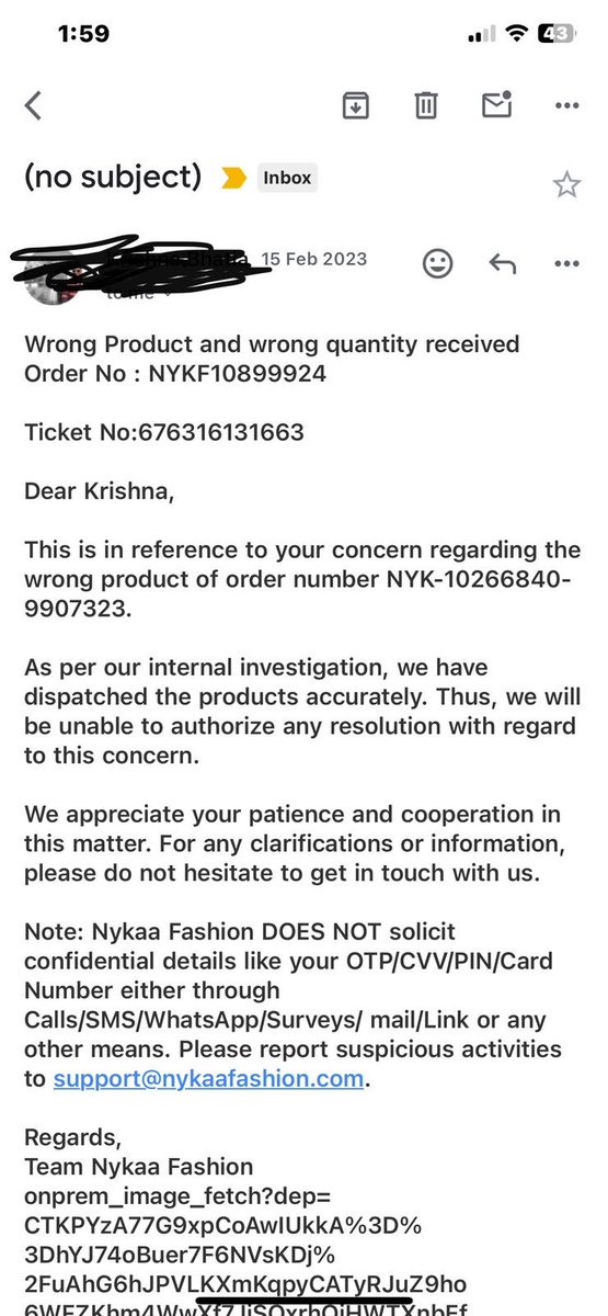 AsharAkshat's tweet photo. @MyNykaa @NykaaFashion, resolve this now! Customers deserve better. I am attaching all relevant conversations as proof.

Please ensure this is resolved at the earliest, or I will be compelled to escalate this further. https://t.co/c8FjzeP0bW