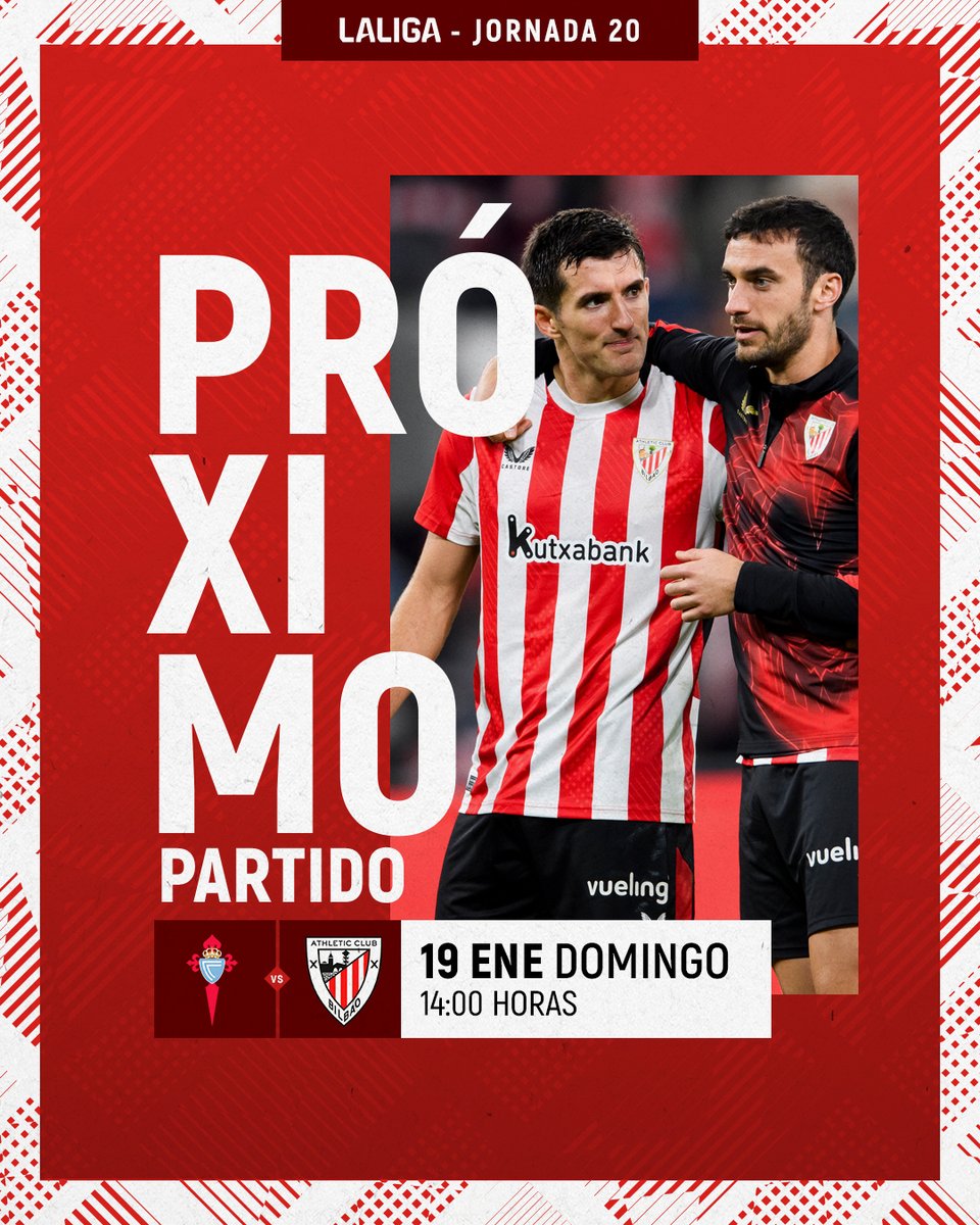 AthleticClub's tweet photo. 🆙 Venirse abajo no es una opción.

🆚 @RCCelta 
🗓️ Domingo, 19 de enero 
🕑 14:00 horas

Aupa, talde!

#CeltaAthletic #AthleticClub 🦁 https://t.co/Xkz7tCWd7P