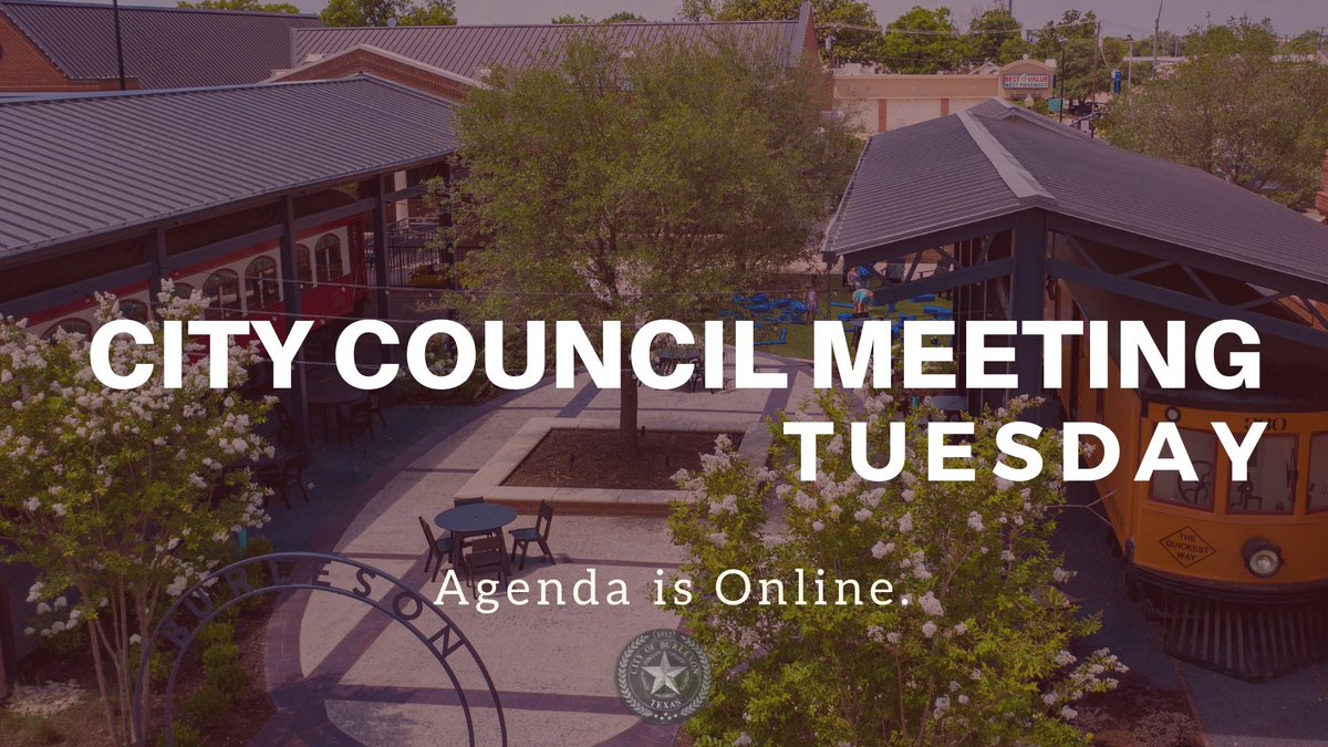 The regularly scheduled city council meeting will be held Tuesday, January 21, at 5:30 p.m.

View the entire agenda: burlesontx.com/agendas
Watch the meeting: burlesontx.com/watchlive