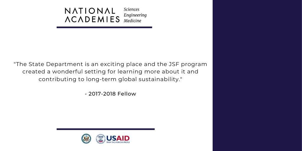 Jefferson Science Fellowships (@nasemjefferson) on Twitter photo A 2017-2018 JSF Fellow at <a href="/StateDept/">Department of State</a> shares the benefits of a Jefferson Science Fellowship. A 2017-2018 JSF Fellow at <a href="/StateDept/">Department of State</a> shares the benefits of a Jefferson Science Fellowship.