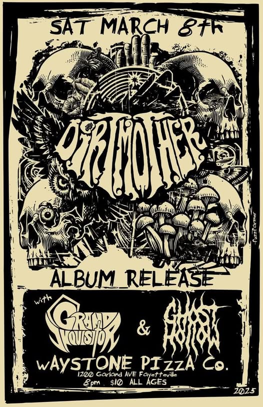 First show of 2025!  Supporting the Dirtmother album release at Waystone Pizza in Fayetteville, AR  on March 8th!