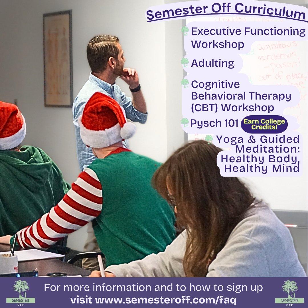 Semester Off (@semesteroff) on Twitter photo It’s not too late to sign up! Spring semester begins this Monday, 1/21/25! To apply or inquire, email: info@semesteroff.com or call (781) 318-3223.
Visit our website semesteroff.com/faq for more detailed information about the program!
#semesteroff #gapyear It’s not too late to sign up! Spring semester begins this Monday, 1/21/25! To apply or inquire, email: info@semesteroff.com or call (781) 318-3223.
Visit our website semesteroff.com/faq for more detailed information about the program!
#semesteroff #gapyear