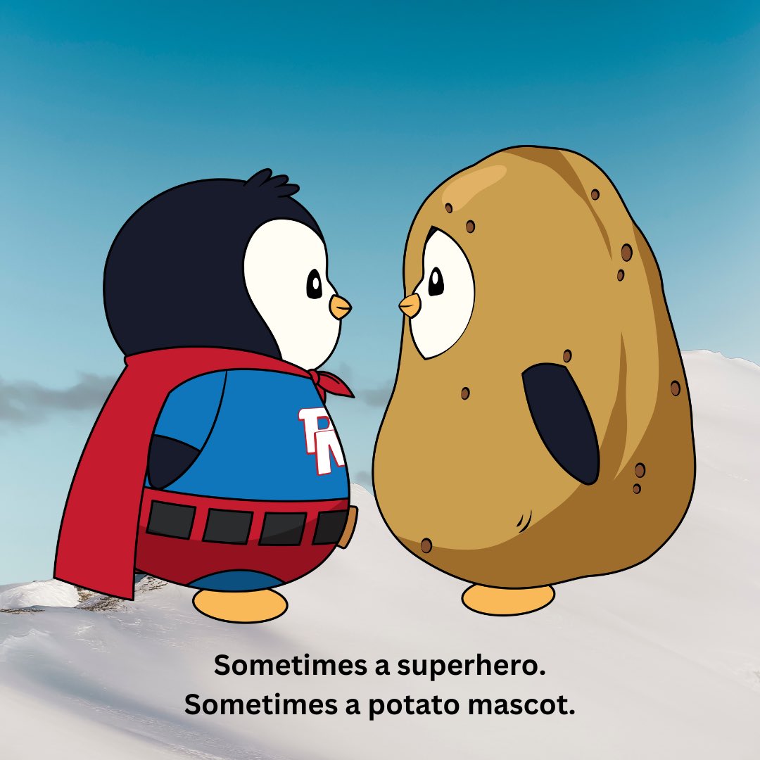 <a href="/pudgyman_/">Pudgy Man 🐧✳️</a> <a href="/pudgypenguins/">Pudgy Penguins</a> <a href="/LilPudgys/">Lil Pudgys</a> <a href="/LucaNetz/">Luca Netz 🐧✳️</a> <a href="/PenguinsCo_/">Penguins Co.</a> <a href="/IglooInc/">Igloo</a> <a href="/AbstractChain/">Abstract</a> <a href="/Abstract_Eco/">Abstract Ecosystem</a> Try wearing your other costume, PJ… 🥔🐧