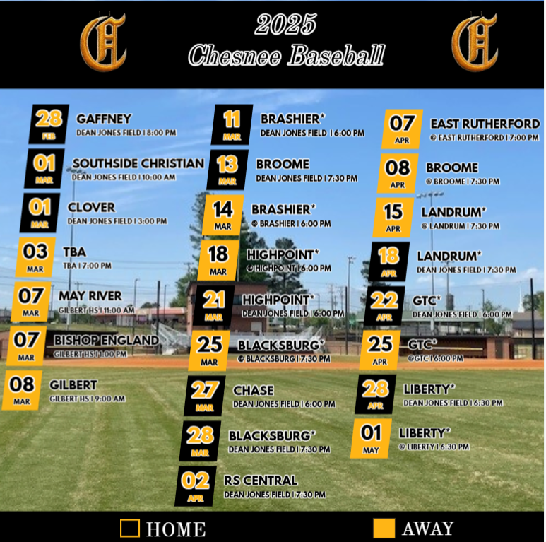 @Chesneebaseball 2025 Schedule  

#Chesneeboys