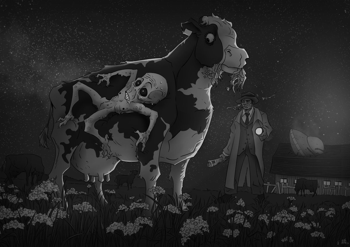 rayveriy's tweet photo. #art #digitalart #Cow #alien #UFO https://t.co/8sWGOplGxx