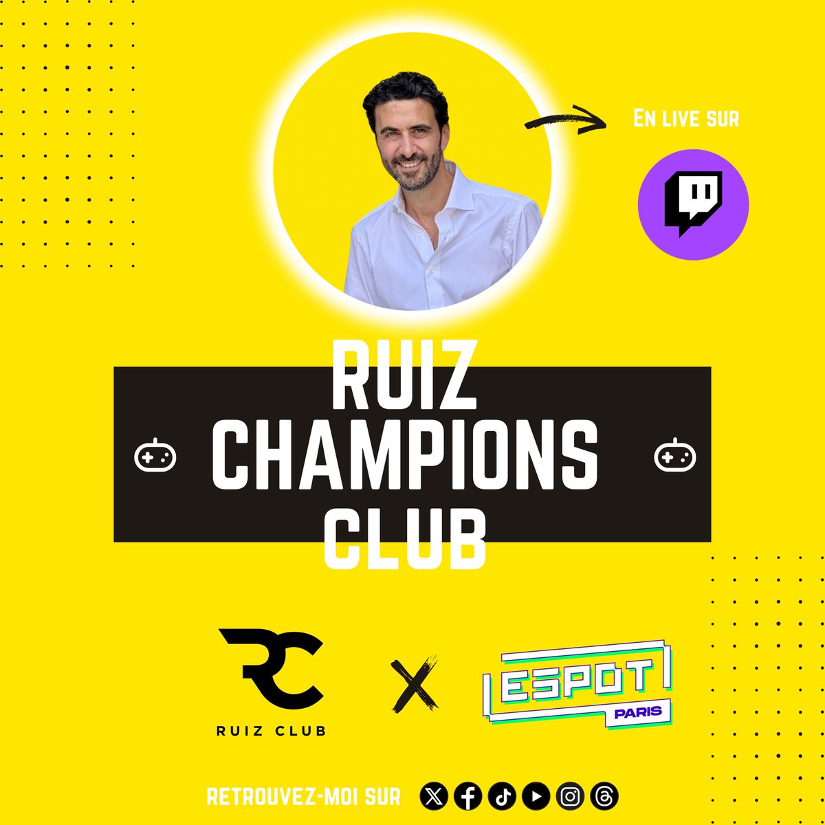 🚨🔥 𝗟𝗲𝘀 𝗮𝗺𝗶𝘀, 𝗴𝗿𝗮𝗻𝗱𝗲 𝗻𝗼𝘂𝘃𝗲𝗹𝗹𝗲 !

Je suis ravi de vous annoncer le lancement des soirées Ruiz Champions Club ! ⚽🔥

👉 Ça démarre le 11 février, en plein cœur de Paris, à 𝗹’<a href="/espotparis/">ESpot</a> ! 

Une soirée immersive avec de la Ligue des Champions, des échanges,
