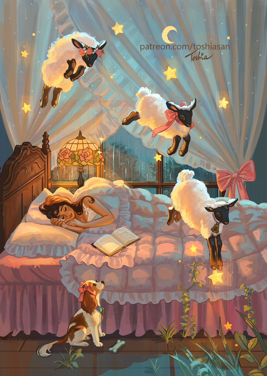 Toshia_San_art's tweet image. Counting sheep 🐑⭐️🎀