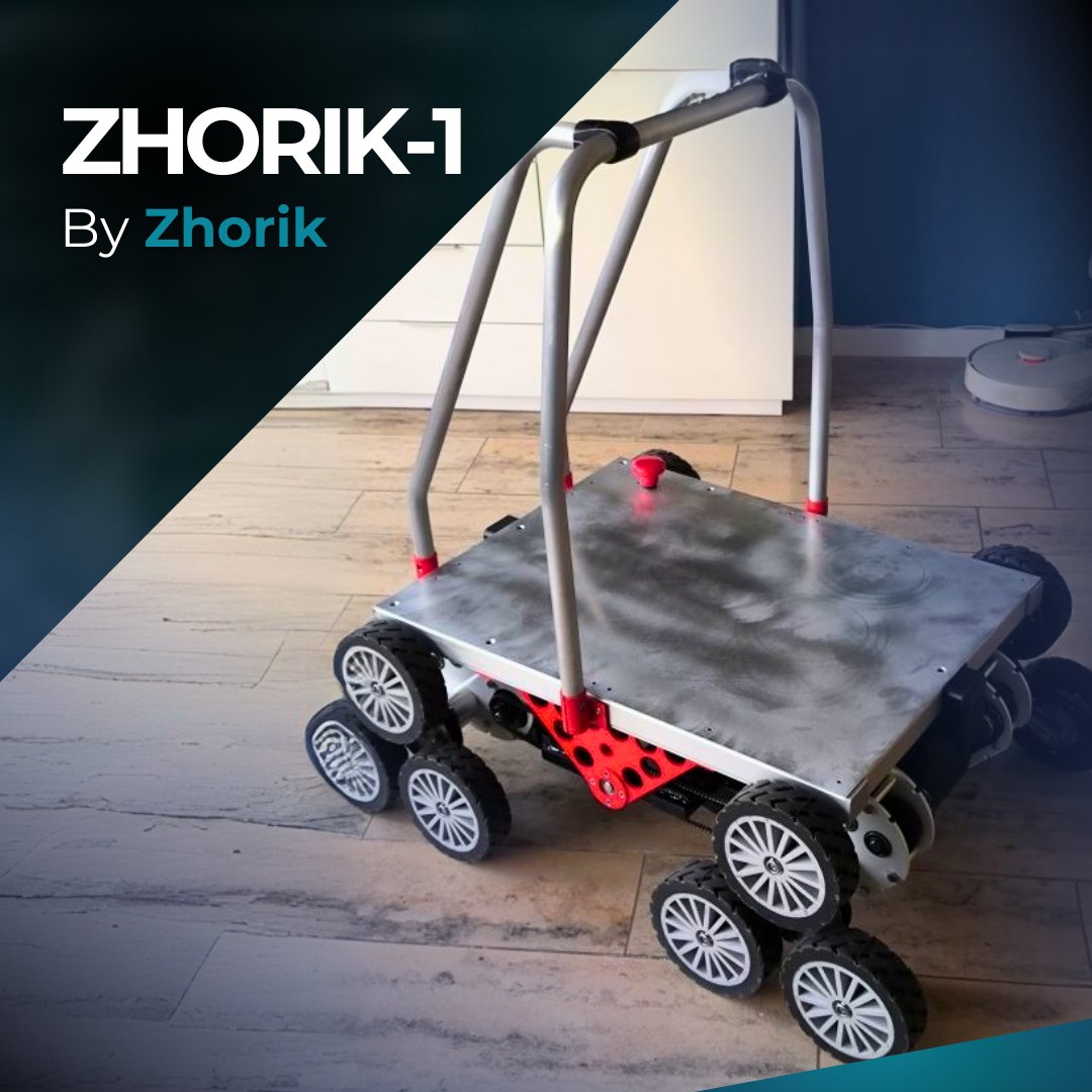 🌟 Zhorik-1: Stair-Climbing Marvel Tackling stairs is no small feat, but Zhorik-1 does it with ease! Created by a RobotShop community member,  learn how Zhorik-1 is revolutionizing load transport on difficult terrains.. rb1.shop/3NjDz6E #RoboticsForGood #Innovation