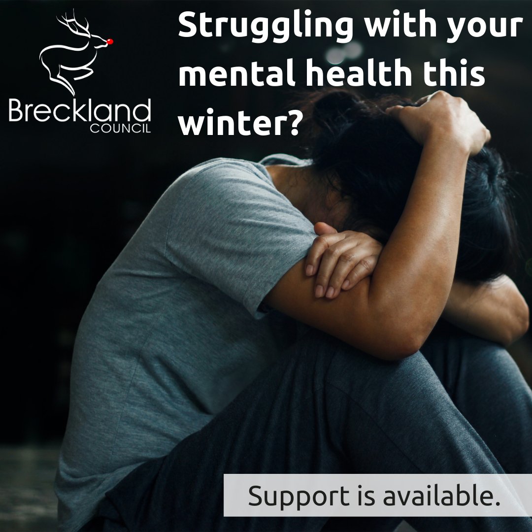 🧠 Are you struggling with your mental health this winter?

🫂 A range of support is available to Breckland residents.

❤️‍🩹 Our partner organisations, such as Norfolk and Waveney Mind and Wellbeing Norfolk &amp; Waveney, can help. For more info, click loom.ly/mD3GWtc.