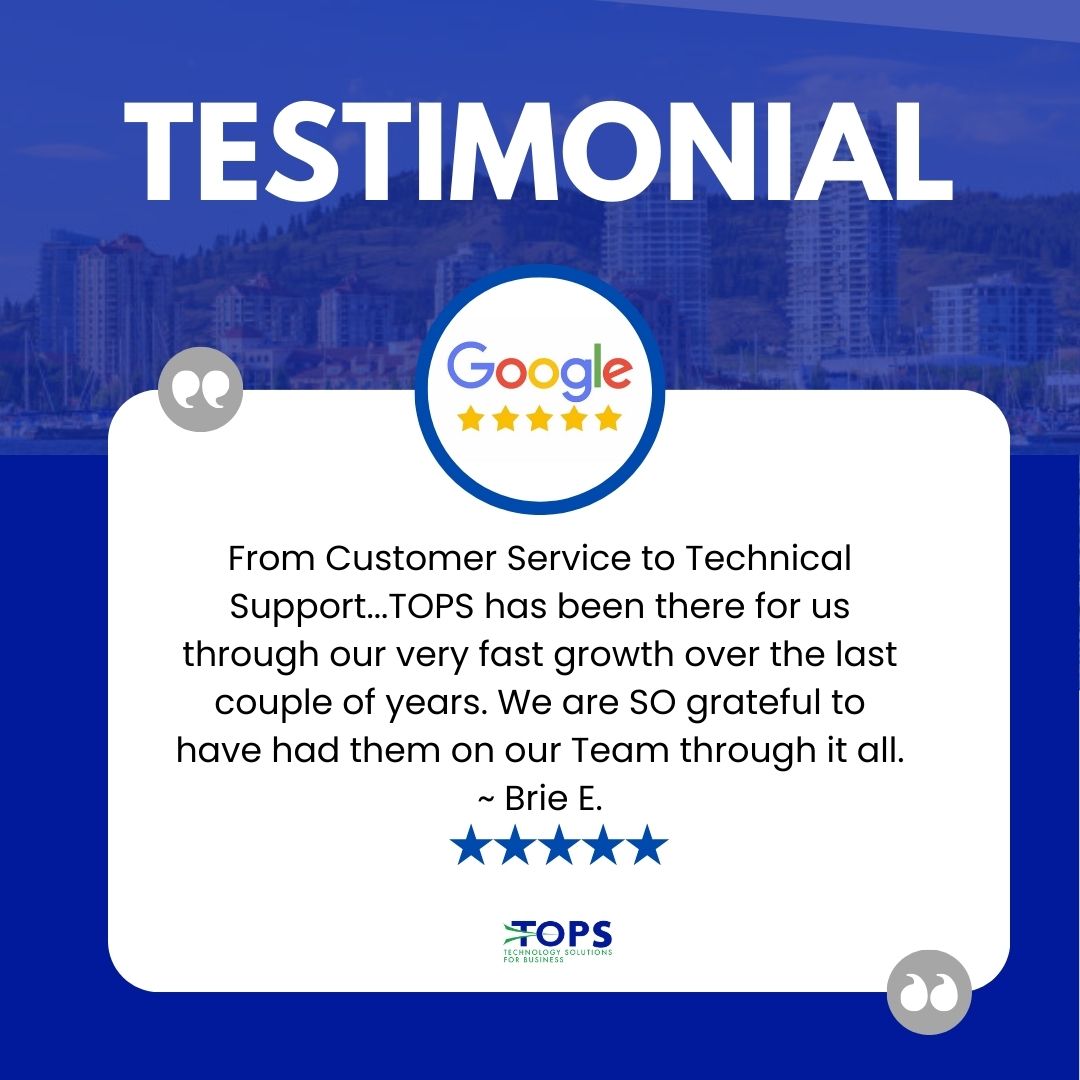 TOPSsolutions's tweet image. #FridayFeedback

We believe our service is what sets us apart from our competitors.  It&apos;s in our DNA and we are so grateful when our customers think so too.  Thanks Brie!

#Reviews #GoogleReview #Testimonials #LocalService #TechSupport #BC