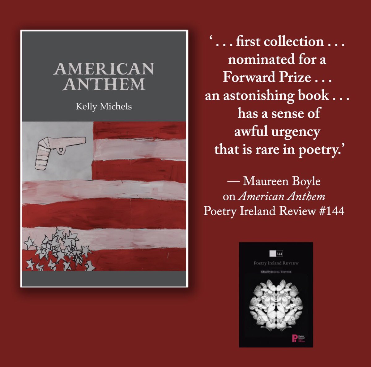 Kelly Michels (@kellymichels) on Twitter photo Such an honour to have such a beautiful review of American Anthem by Maureen Boyle in the latest issue of Poetry Ireland! Such an honour to have such a beautiful review of American Anthem by Maureen Boyle in the latest issue of Poetry Ireland!