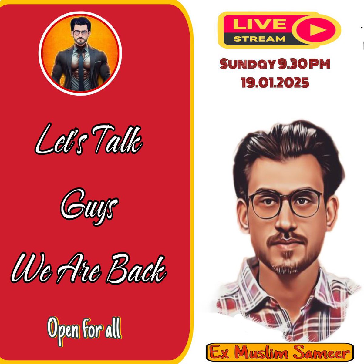 ExMuslimSameer's tweet image. Join me on Sunday 9.30 Pm 19th of Jan 🙏🏻