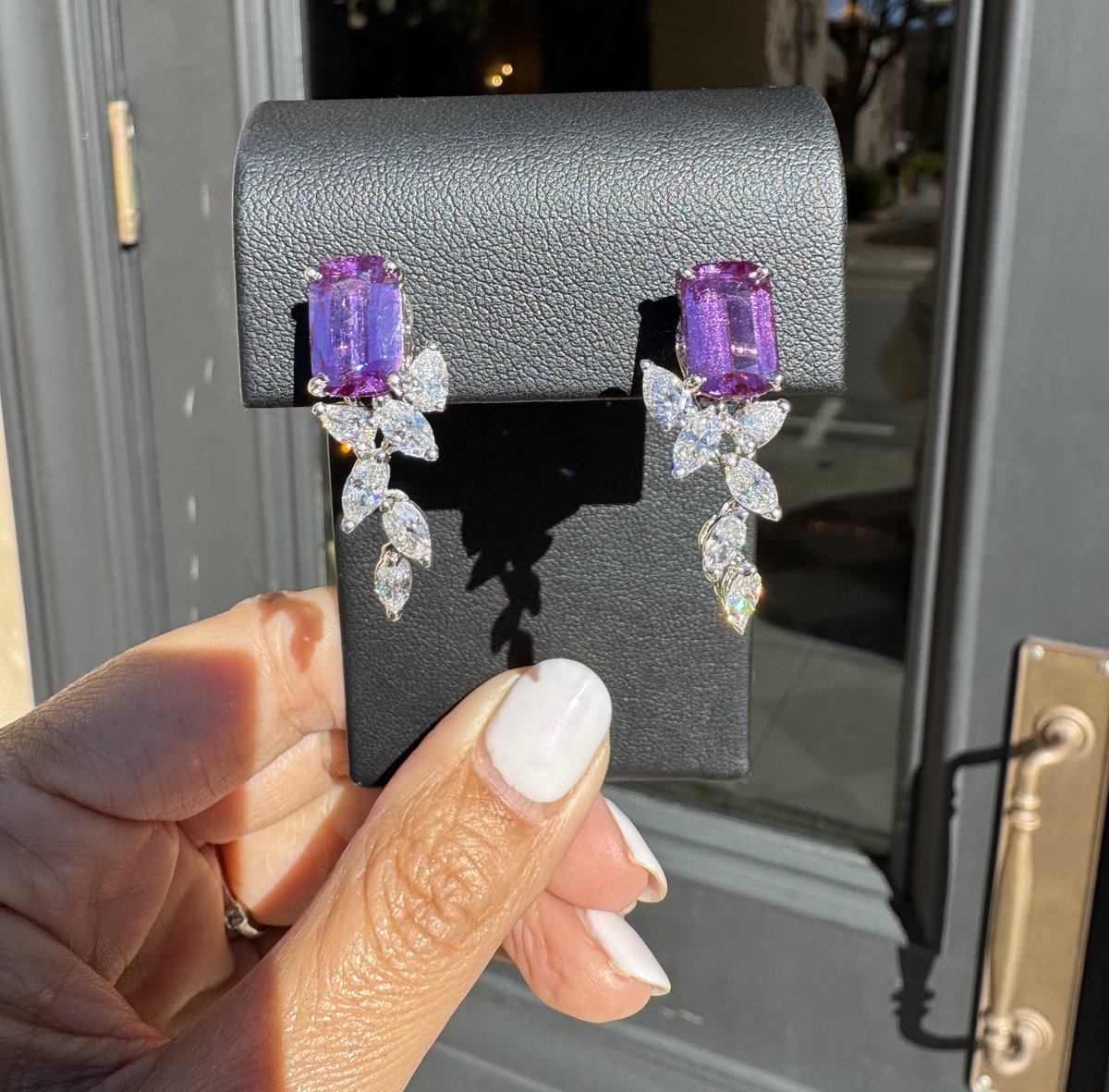 SteinersJewelry's tweet photo. Sapphires are known to symbolize love, loyalty, and royalty. Tag someone that would love these Purple Sapphire &amp; Diamond Earrings set in Platinum. View examples of elegant well-crafted earrings at https://t.co/RlmIKyYrcj. #sapphires #earrings #jewelry #jewelrylover #jewelrydesign https://t.co/rdpGlDRmzD