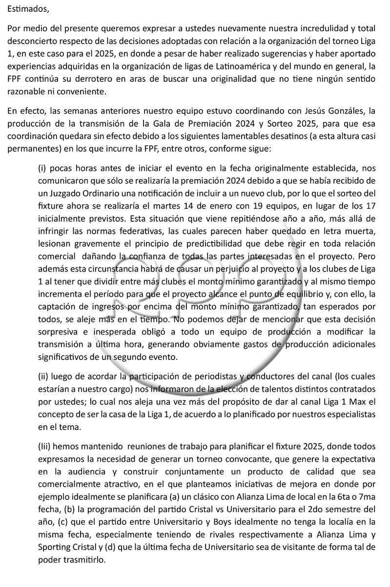 🔴📄<a href="/RPPNoticias/">RPP Noticias</a> tuvo acceso a documentos remitidos por 1190 a FPF. En resumen:
*⃣ Denuncian "desatinos permanentes"  en organización del torneo (postergación de fixture, inclusión de clubes que acuden a justicia ordinaria)
*⃣Acusa recibo de negativa a propuesta con descuentos
