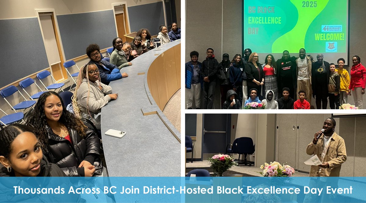 burnabyschools's tweet image. What a celebration! Thousands of students from 17 school districts joined a province-wide #BlackExcellenceDay event featuring speakers &amp;amp; performers. Planned &amp;amp; hosted by #BurnabySchools with sponsorship from @ninandotoo, the event was for Grades 5-12. More: ow.ly/QWQS50UIIiO