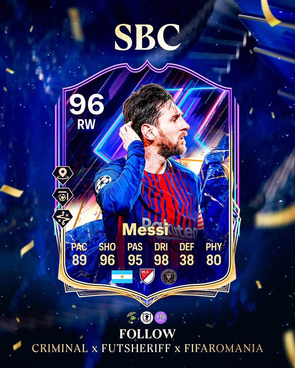 BOOOOOOOOOM!!!💣💣💣

🐐👑The GOAT Lionel Messi is added to come via TOTY SBC FLASHBACK🔥🔥

Official stats and official PS+✅

Make sure to follow and <a href="/Criminal__x/">Sahil</a> <a href="/fifaromania/">fifaromania</a>📷